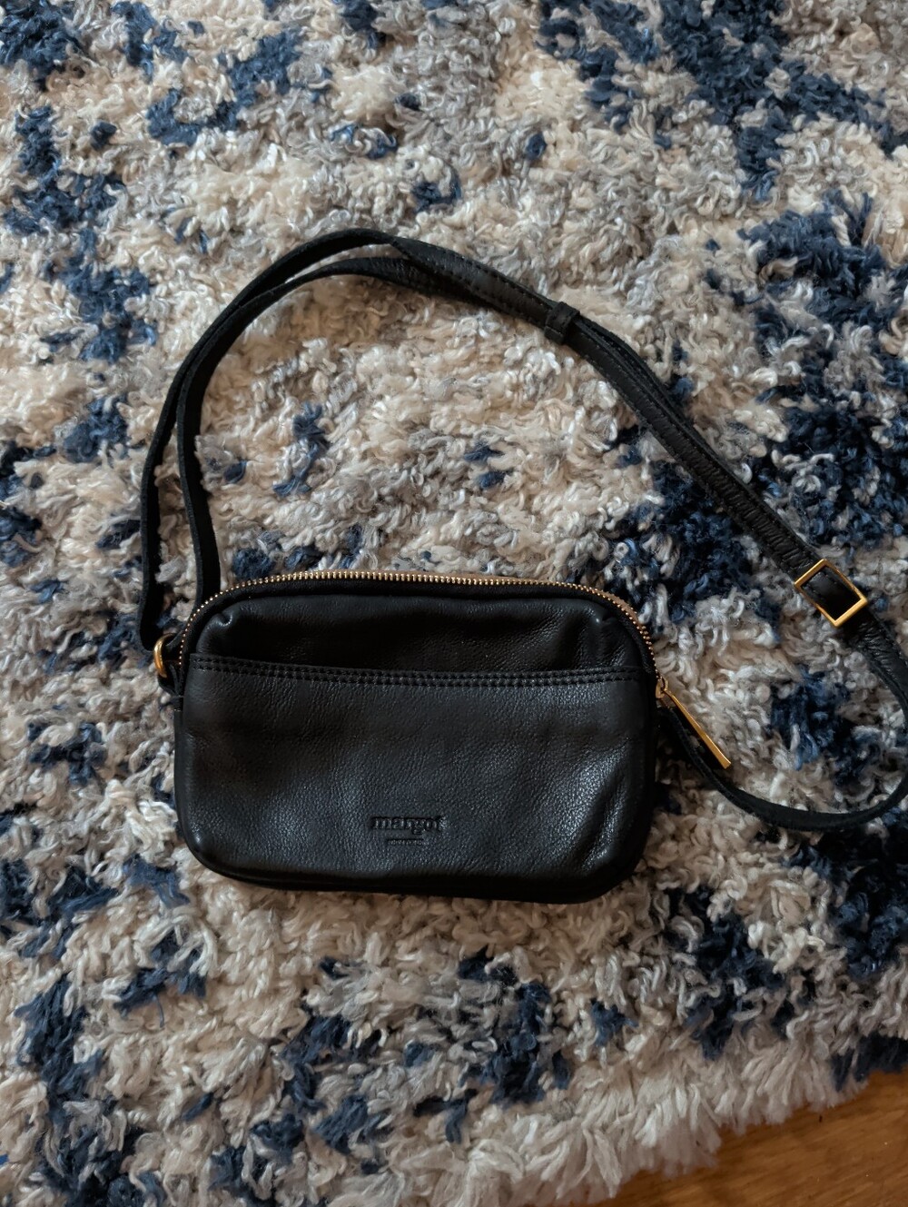 Margot New York Black Soft Leather Shoulder Bag Adjustable Or Phone Bag